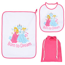SET ASILO 3 PEZZI PRINCIPESSE DISNEY BAVETTA TOVAGLIETTA SACCA - YE09015