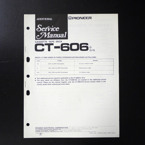 Originale pioneer 606 - pioneer, ct-606