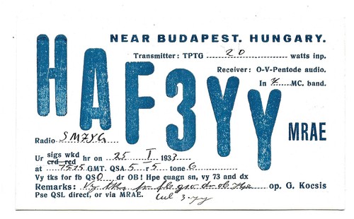 Qsl radio haf3yy budapest - qsl,