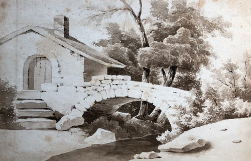 Disegno antico paesaggio a - disegno, antico,