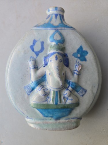 Antica fiaschetta ceramica blu - antica,