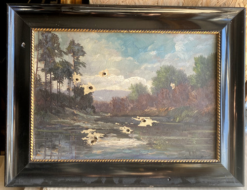 Dipinto olio paesaggio - a,