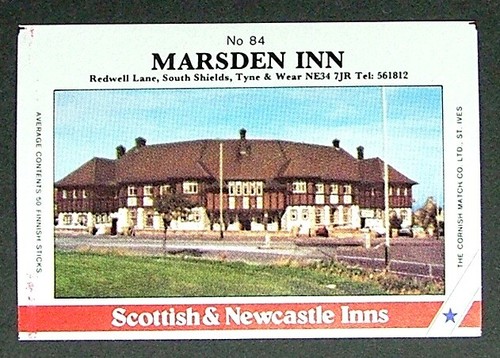 Matchbox label pub marsden - label,