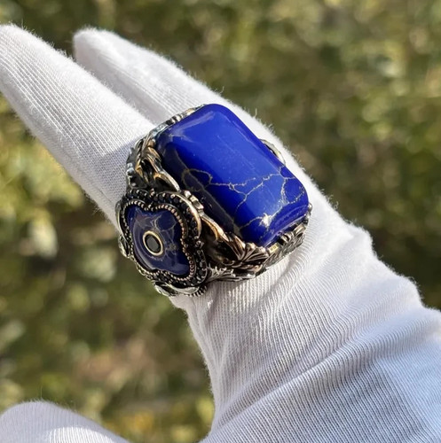 Anello uomo lapislazzuli blu - lapislazzuli,