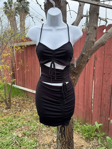 Bodycon nero costine mini - bodycon,