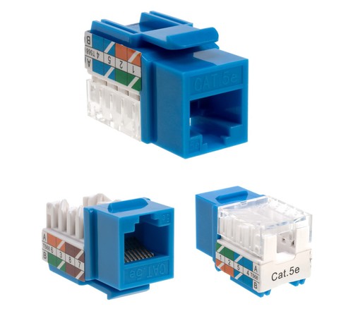 Cat5e blue keystone jack - cat5e, 45