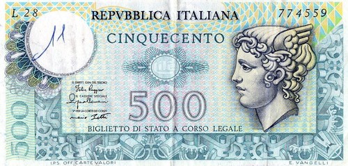 Italy 500 lire issue date - italy,