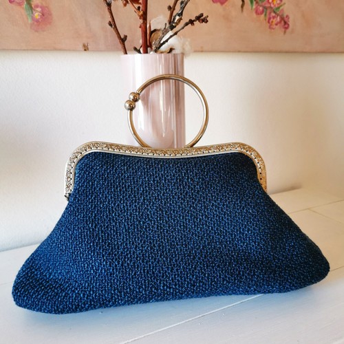 Borsa pochette artigianale blu