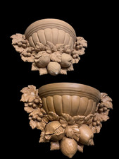 2 applique da muro terracotta toscana vasi con frutta