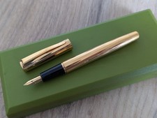 Vintage WATERMAN Torsade Gold Plated Fountain Pen 18k-750 Gold Nib  