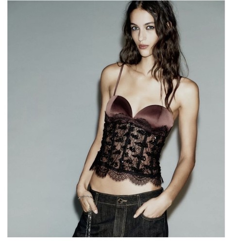 Top corsetto pizzo - , paillettes