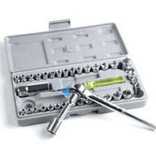 KIT CHIAVI A BUSSOLA ED ESAGONALI-CRICCHETTO-40 PEZZI CON GIRAVITE E VALIGETTA