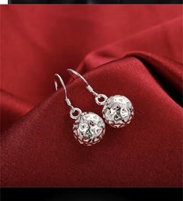 ORECCHINI PENDENTI 3 CM CON SFERA CAVA DA 10 MM COLORE ARGENTO 925