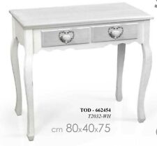 TAVOLO Consolle SCRIVANIA 75*80*40cm SCRITTOIO SHABBY CHIC CUORE GRIGIO ARGENTO 