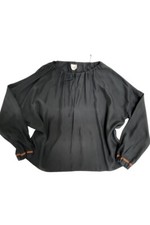 Nuovo top Alysi taglia UK 8 blusa a maniche lunghe in seta con colletto a cou...