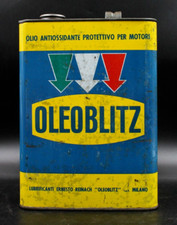 Antica Scatola Bidone Latta Olio Protettivo OLEOBLITZ Auto Motor Oil Tin Milano