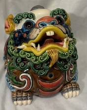 Statua in porcellana Wucai Fengshui Foo Fu cane leone bestia Ruiyi Yuanbao con scatola 6”L