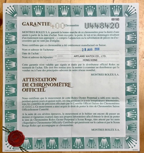 Rolex certificate ladies - rolex,