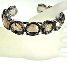 Bracciale largo nero zirconi