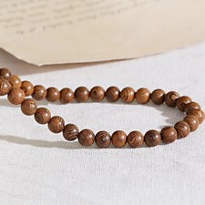 COLLANA BUDDISTA MALA TIBETANA LEGNO MARRONE PALLINE ROSARIO PREGHIERA 108 G.