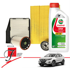 KIT TAGLIANDO + 5LT CASTROL RN17 NISSAN QASHQAI J11 1.5 DCI 81KW 110CV DAL 2013
