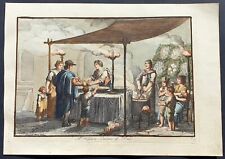 Bartolomeo Pinelli 1809 stampa antica friggitore costumi roma colori originali