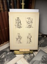 Antico Cavaliere Costume Moda Abbigliamento Medioevo 1855 Antiquariato Incisi...
