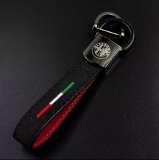 PORTACHIAVI cuoio e acciaio ALFA ROMEO con tricolore Brera Stelvio Giulia Mito