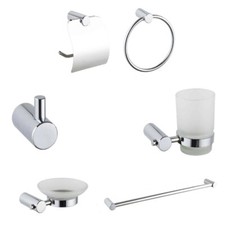 KIT COMPLETO 6 ACCESSORI BAGNO ASTA SAPONE WC GANCIO PORTA ASCIUGAMANO 03908