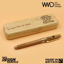 Personalizzato Penna con Scatola Bambù Incisione Laser Best Regalo di Natale