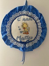 Fiocco nascita bimbo ricamato