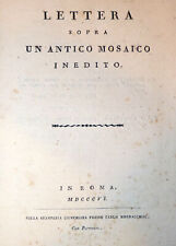 Guattani: Lettera Sopra un Antico MOSAICO Inedito 1806 Mordacchini RARO Arte