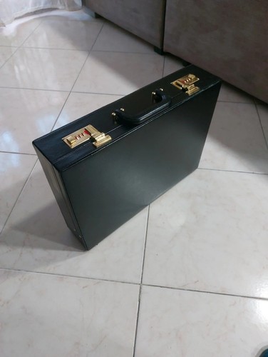 Valigia pelle nera - valigia, vintage