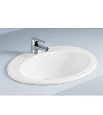Lavabo lavandino soprapiano da incasso in ceramica bianca cm.53