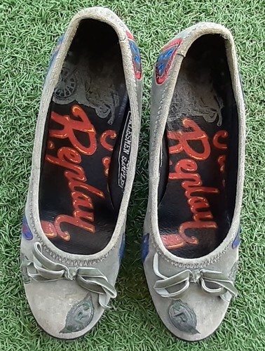 Replay green velvet wedge - replay,