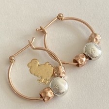 Dodo Pomellato Orecchini Anelle Cerchi Oro Rosa Granelli Pepite Originali Unisex