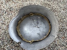 WW2 Guscio Elmetto Tedesco M40 - Avviato Progetto Restauro - Con Fascia Fodera #180
