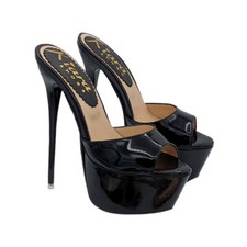 Sexy MULE cubista tacco a spillo 17.5 cm stiletto - KH20 VER NERO