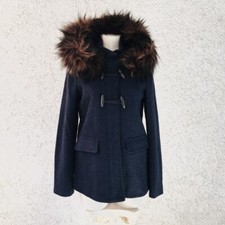 ONLY MONTGOMERY LANA BLU VIOLA CON CAPPUCCIO IN PELLICCIA GIACCA ZARA ASOS