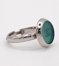 Anello Chanel COCO Mark tono argento metallo resina US5,75 EU51 misura regolabile 99A