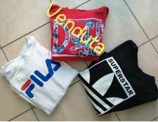 Lotto Stock Abbigliamento Donna X2 Felpa Cappuccio nera bianca rosso Fila 