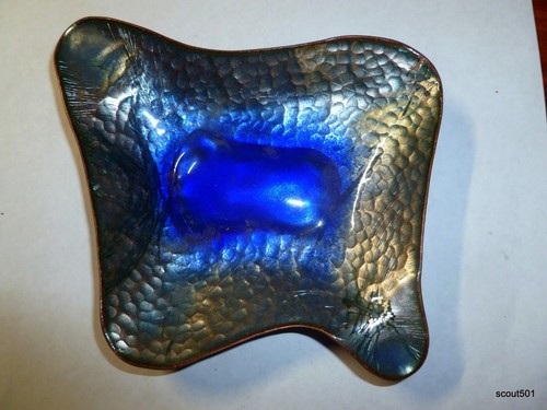 Posacenere smalto rame blu