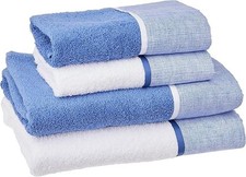 Set di asciugamani da bagno Creole Riga blu 4 Pezzi Viso e Ospite 100% cotone