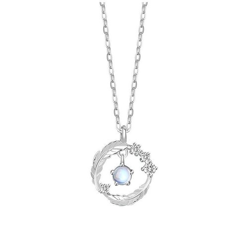 Collana piuma zirconi argento