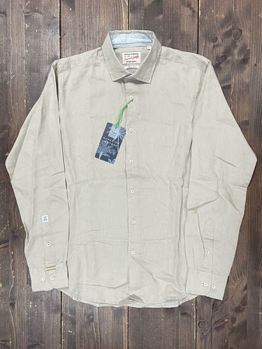 Camicia uomo beige lino - camicia,