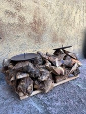 porta candele in legno grezzo