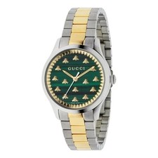Gucci G-Timeless Con Motivo Ape 32 mm Cassa Acciaio. pietra di malachite - YA1265042
