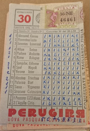 Schedina totocalcio 1958 - totocalcio, 30/1958