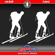 2 ADESIVI SCIALPINISTA SCIALPINISMO ALPINISMO SCI SKI - colore BIANCO - STICKER