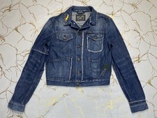 Giubbotto Diesel donna denim blu con bottoni taglia small ricamato teschio se...